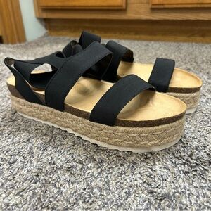 Nature Breeze Black Platform Espadrilles